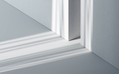 Boş bir odada ışık ve gölge, üç boyutlu görüntüleme. Bilgisayar dijital çizimi.