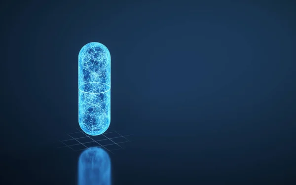 カプセルと青の輝線 3Dレンダリング コンピュータ デジタル ドローイング — ストック写真