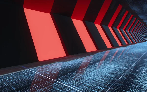 将来のトンネル 未来的な部屋 3Dレンダリング コンピュータ デジタル ドローイング — ストック写真