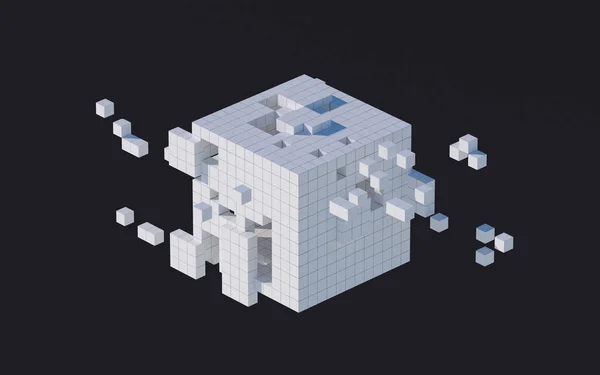 Cubes Blancs Matériaux Avec Fond Noir Rendu Dessin Numérique Informatique — Photo