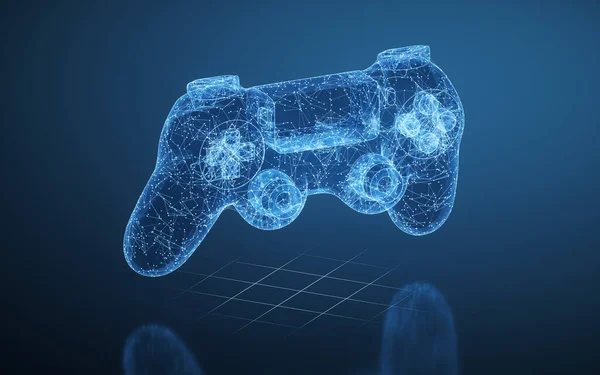 Gamepad Blue Lines Rendering Computer Digital Drawing — Stock Photo, Image