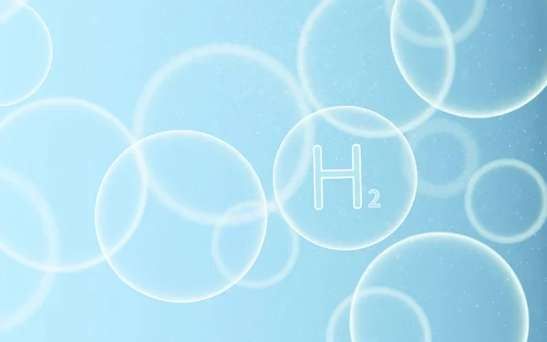Hidrógeno Con Fondo Azul Representación Dibujo Digital Informático —  Fotos de Stock