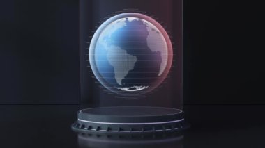 Odada dönen bir döngü, 3 boyutlu görüntüleme. Bilgisayar dijital çizimi.