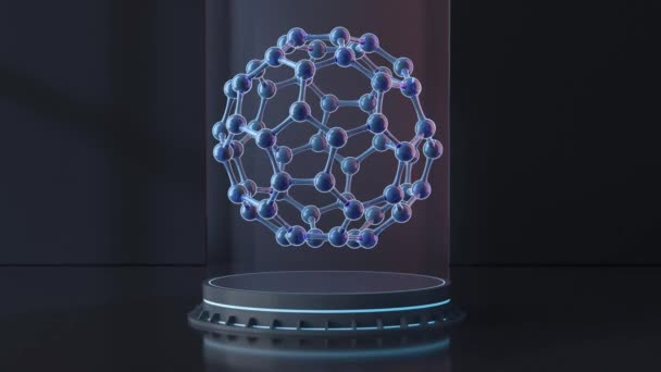 Rotating Molecular Chain Rendering Computer Digital Draiwng — Stock Video