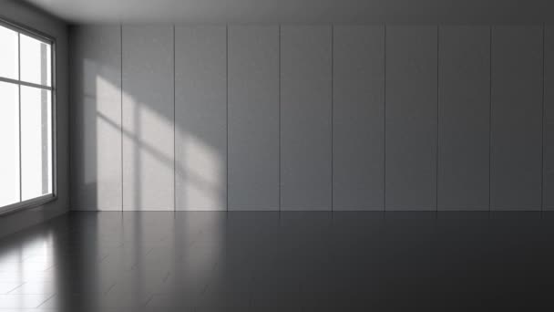 Luz Del Sol Ilumina Habitación Vacía Representación — Vídeos de Stock