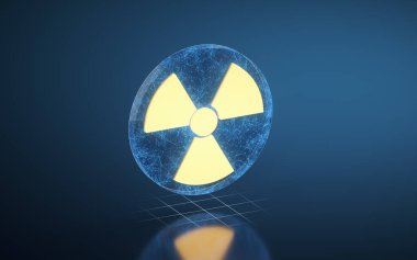 Nükleer enerji konsepti, 3D görüntüleme. Bilgisayar dijital çizimi.
