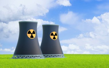 Nükleer enerji, kaynak ve endüstri, 3 boyutlu görüntüleme. Bilgisayar dijital çizimi.
