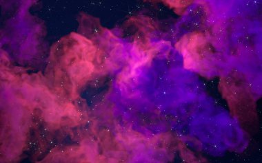 Nebula ve renkli duman, 3 boyutlu görüntüleme. Bilgisayar dijital çizimi.