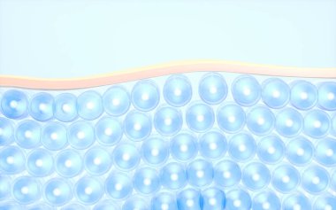 Hücreler ve deri, üç boyutlu görüntüleme. Bilgisayar dijital çizimi.