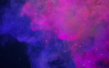 Nebula ve renkli duman, 3 boyutlu görüntüleme. Bilgisayar dijital çizimi.