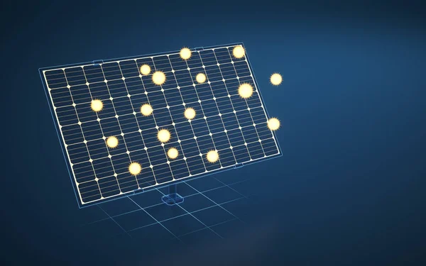 Solarzellen Solarenergie Rendering Digitale Computerzeichnung — Stockfoto