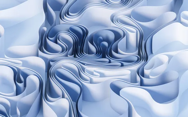 Siniset Käyrät Paperit Renderöinti Tietokoneen Digitaalinen Piirustus — kuvapankkivalokuva
