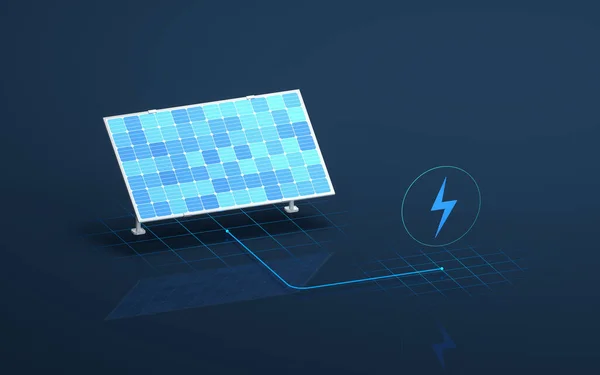 Painel Solar Energia Solar Renderização Desenho Digital Computador — Fotografia de Stock