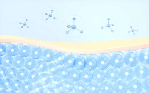 Las Células Piel Absorben Molécula Renderizado Dibujo Digital Informático —  Fotos de Stock
