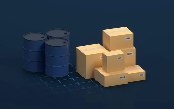 Oil Tanks Paper Boxes Rendering Computer Digital Drawing — Stock Photo, Image