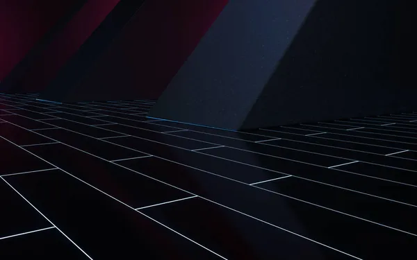 黒の背景を持つ空の部屋 3Dレンダリング コンピュータ デジタル ドローイング — ストック写真