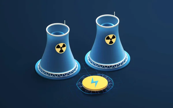 原子力の概念 3Dレンダリング コンピュータ デジタル ドローイング — ストック写真