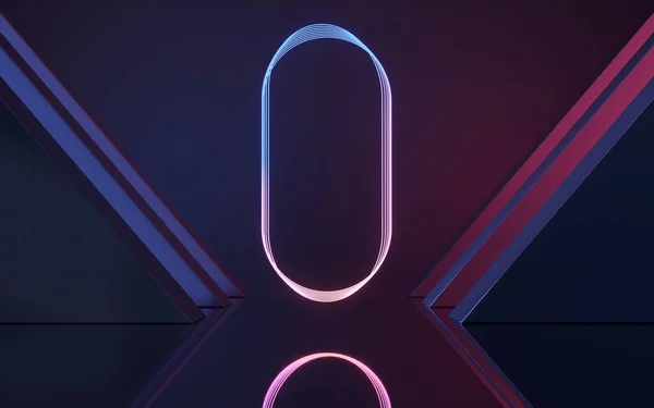 Neonowe Światło Pustym Pokoju Renderowanie Cyfrowy Rysunek Komputera — Zdjęcie stockowe