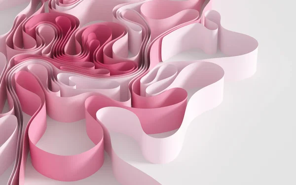 粉色背景的卷曲纸 3D渲染 计算机数字绘图 — 图库照片
