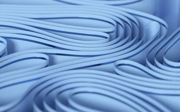青い枠線で湾曲した紙 3Dレンダリング コンピュータ デジタル ドローイング — ストック写真