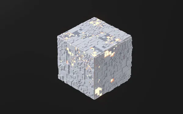 Cubes Matériaux Structure Des Circuits Rendu Dessin Numérique Informatique — Photo