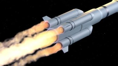 Roket uzayda hızlanıyor, 3D görüntüleme.
