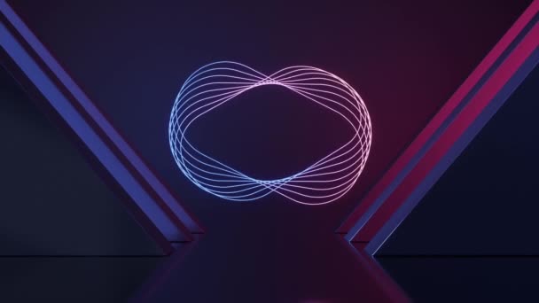 Die Rotierenden Neon Linien Raum Darstellung — Stockvideo