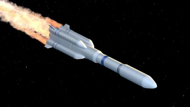 宇宙のロケット 3Dレンダリング — ストック動画