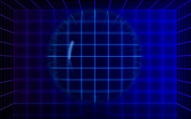 Şebeke hatları ve neon hatları, 3D görüntüleme. Bilgisayar dijital çizimi.