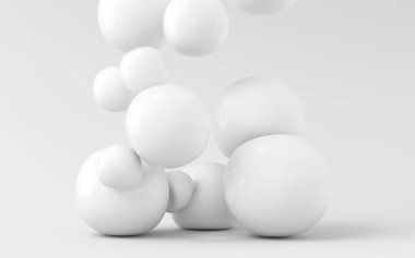 Zıplama ve soyut toplar, üç boyutlu görüntüleme. Bilgisayar dijital çizimi.