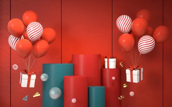Chiński Styl Sceny Balony Renderowania Cyfrowy Rysunek Komputera — Zdjęcie stockowe