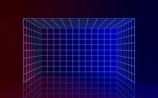 Gitterlinien Und Neonlinien Rendering Digitale Computerzeichnung — Stockfoto