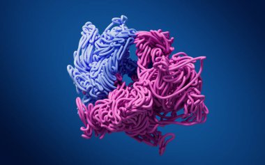 Soyut çizgiler birbirine bağlı, üç boyutlu görüntüleme. Bilgisayar dijital çizimi.