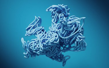 Soyut çizgiler birbirine bağlı, üç boyutlu görüntüleme. Bilgisayar dijital çizimi.