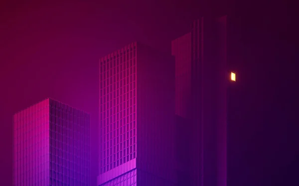 Gece Şehir Binası Modüler Bina Boyutlu Görüntüleme Bilgisayar Dijital Çizimi — Stok fotoğraf