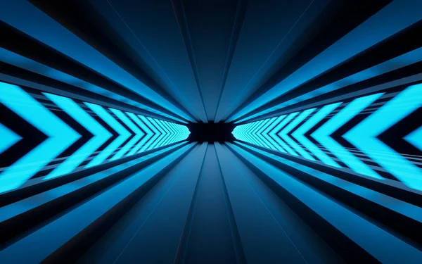 ネオンライトとトンネル3Dレンダリング コンピュータ デジタル ドローイング — ストック写真