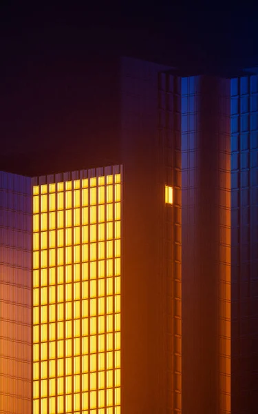 夜の都市の建物 モジュール式の建物 3Dレンダリング コンピュータ デジタル ドローイング — ストック写真