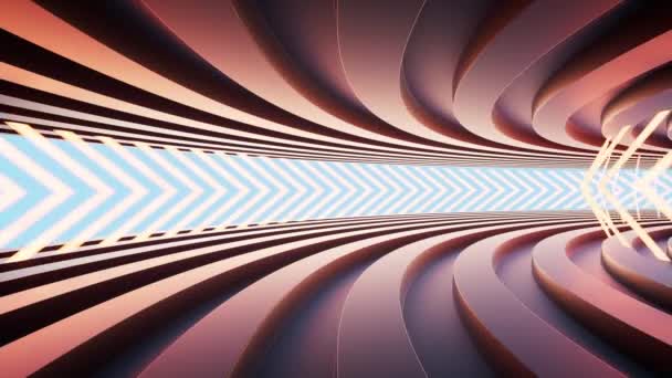 Loop Animation Neon Lights Tunnels Rendering — Stock Video