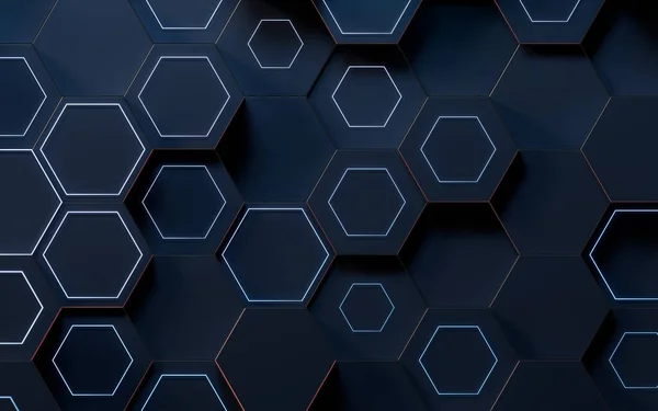 Materiales Científicos Tecnológicos Hexagonales Representación Dibujo Digital Informático — Foto de Stock