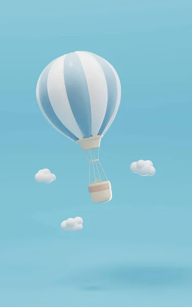 Blå Tecknad Varmluftsballong Återgivning Digitalritning — Stockfoto