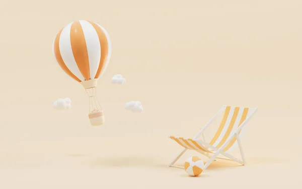 Balão Quente Reclinável Com Fundo Amarelo Renderização Desenho Digital Computador — Fotografia de Stock