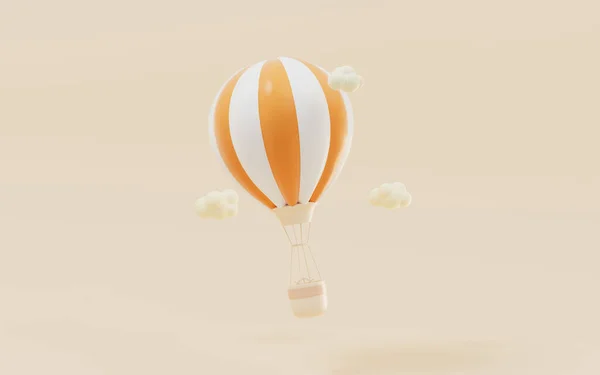 オレンジの漫画熱気球 3Dレンダリング コンピュータ デジタル ドローイング — ストック写真