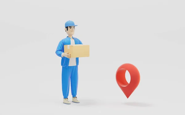 Cartoon Deliveryman Gifts Rendering Computer Digital Drawing — Stock Photo, Image