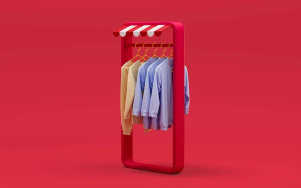 Some Clothes Phone Frame Red Background Rendering Computer Digital Drawing — Stock Photo, Image