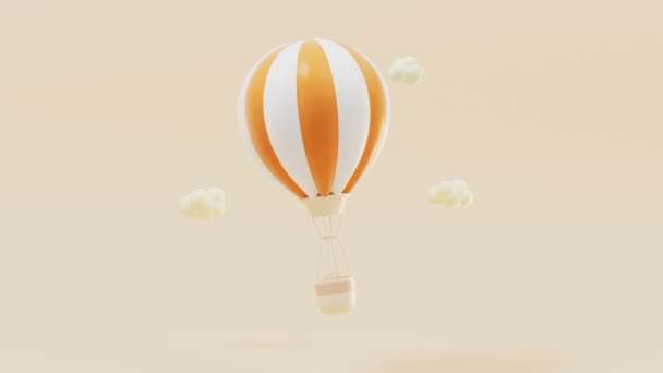 Loop Animation Cartoon Hot Air Balloon Rendering — Stock Video