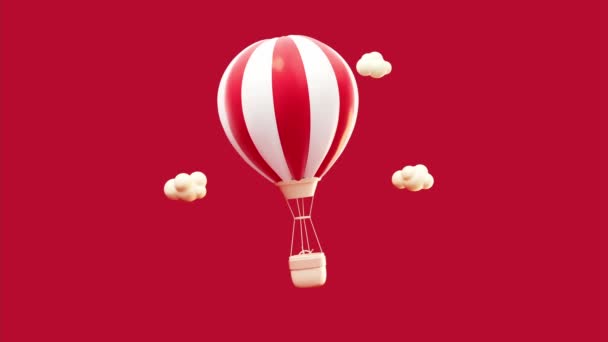 Loop Animation Eines Cartoon Heißluftballons Rendering — Stockvideo