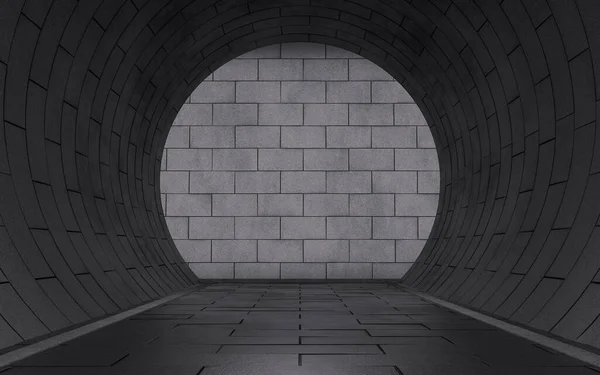Тёмный Туннель Кирпичной Стеной Рендеринг Цифровой Рисунок — стоковое фото