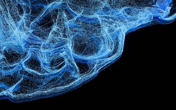 粒子の流れ 波のパターンの背景 3Dレンダリング コンピュータ デジタル ドローイング — ストック写真