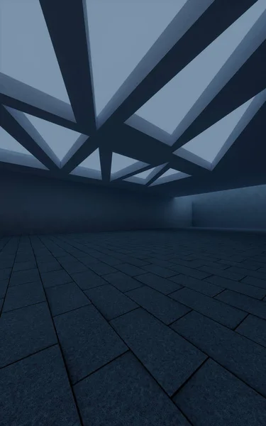 Dark Concrete Room Mysterious Scene Rendering Computer Digital Drawing — Stock Photo, Image