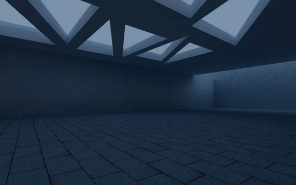 Dark Concrete Room Mysterious Scene Rendering Computer Digital Drawing — Stock Photo, Image